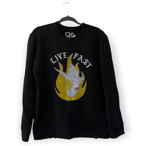 Chaser Black Oversized Sweatshirt Women’s Size Large NEW Crew Neck Graphic Top